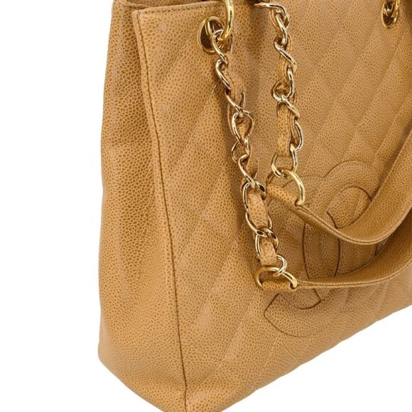 Chanel Beige Calfskin Petite Shopping Tote PST Chain Handbag 185152 - Picture 3 of 11